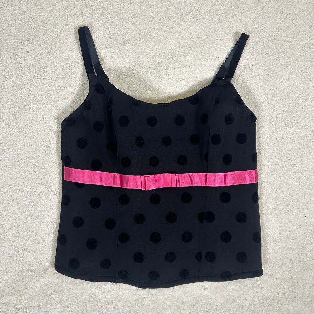 Cacique Polka Dot with Pink Bow Dark Coquette Whimsy Corset Top